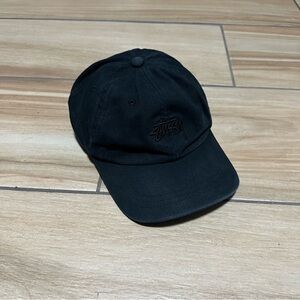 Stussy Hat Adult Triple Black Script Skate BMX Logo Dad Cap Adjustable Strapback